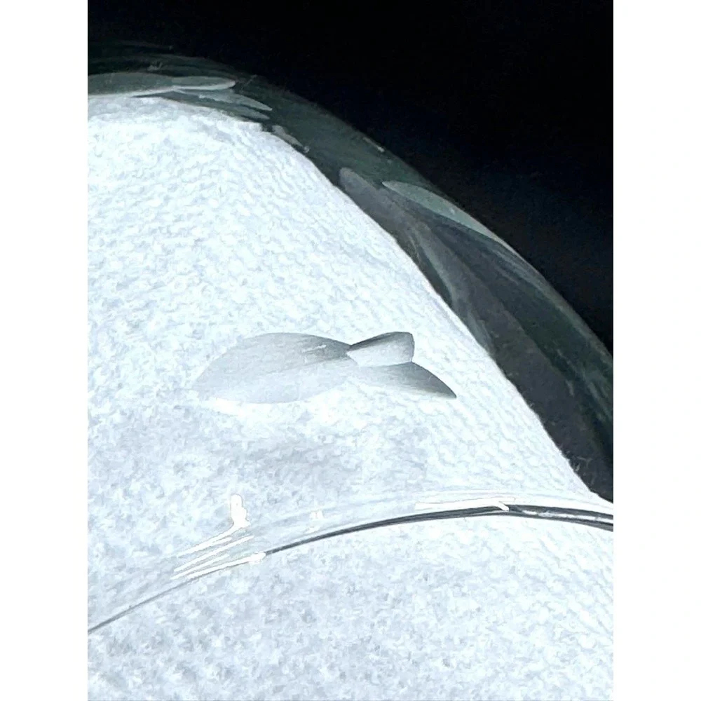 Etched Wine Glass Set Of 2, Cut Out Fish, Signed, RAB 2016, White‎ Wine,